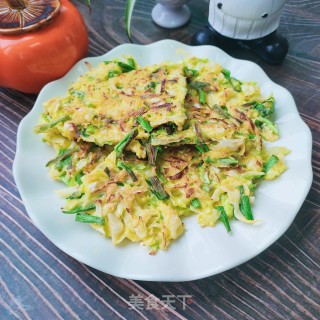 包菜蒜苗鸡蛋饼的做法步调：10