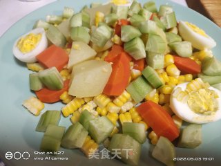 玉米黄瓜鸡蛋沙推的做法步调：6