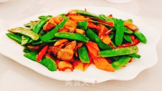 荷兰豆炒腊肉的做法步调：11
