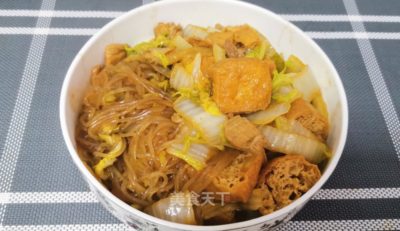 利剑菜粉条烧油豆腐的做法