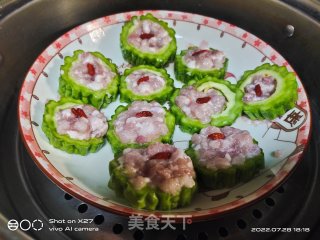 浑蒸苦瓜酿肉的做法步调：4