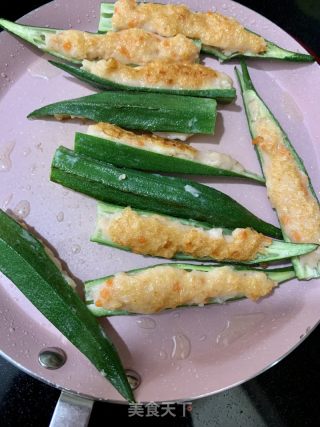 喷鼻煎蝦滑釀春葵的做法步调：7