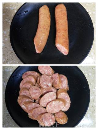 蒜苗鹅肉肠焖饭的做法步调：2