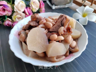 肉皮烧花死萝卜的做法步调：9