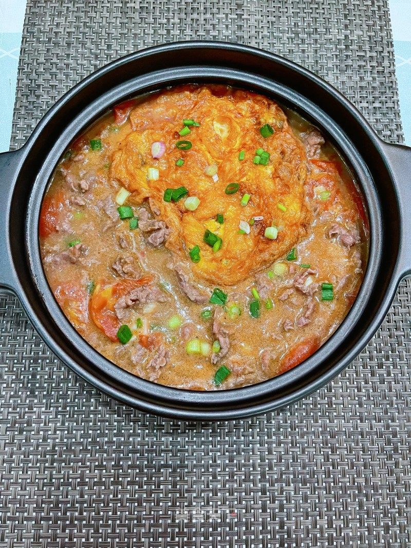 番茄炸蛋牛肉锅的做法