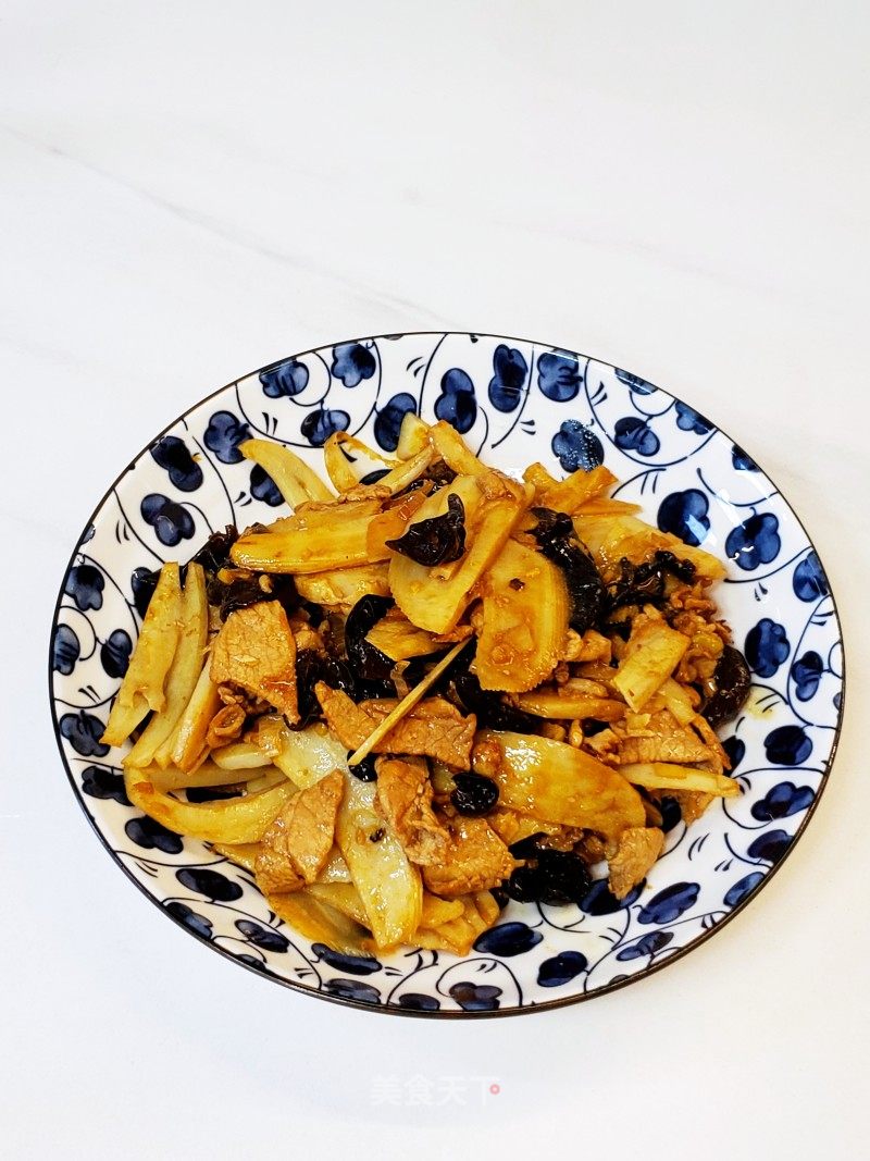 老陕席里菜～莲菜炒肉的做法