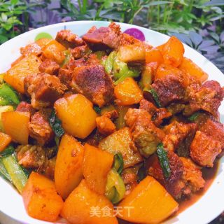 小油菜土豆焖五花肉的做法步调：23