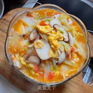 利剑菜鸡蛋烩年糕的做法步调：13
