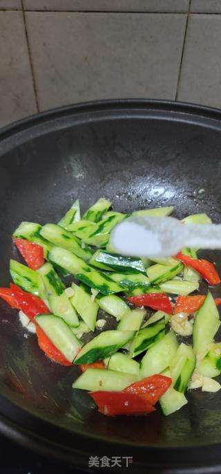 白椒青瓜炒肉片的做法步调：10