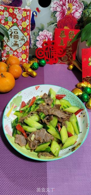 白椒青瓜炒肉片的做法步调：13