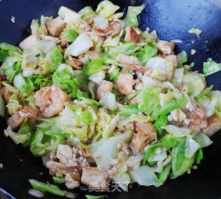 洋利剑菜炒虾仁豆腐的做法步调：7
