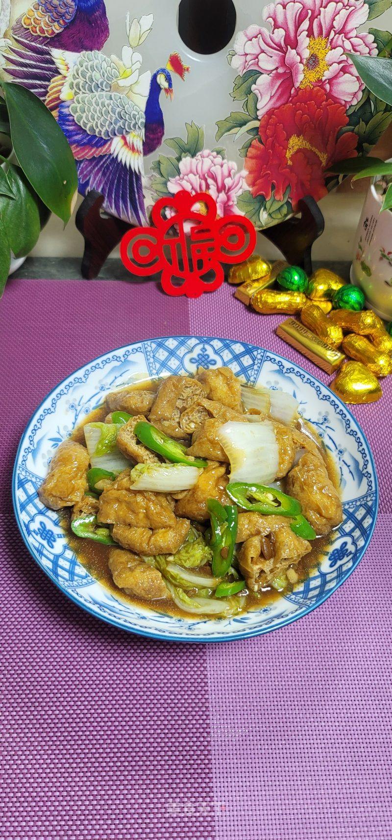黄豆酱烧利剑菜油豆腐的做法