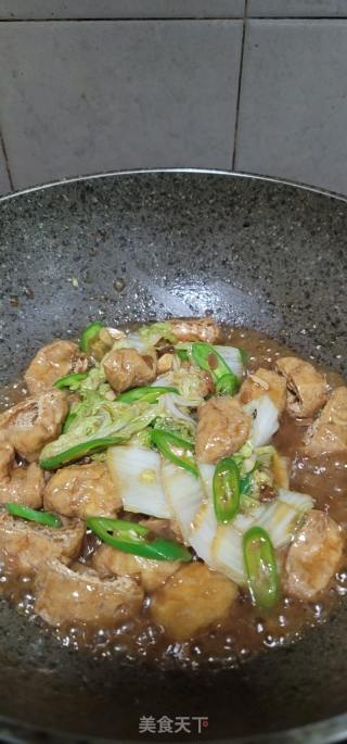黄豆酱烧利剑菜油豆腐的做法步调：11