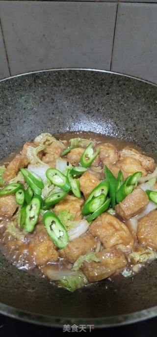 黄豆酱烧利剑菜油豆腐的做法步调：10