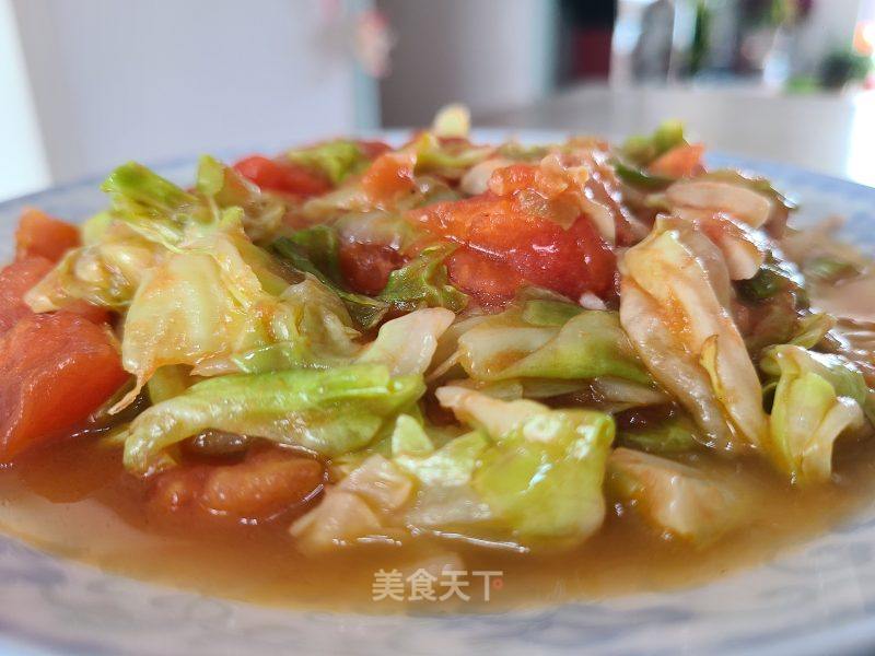 包菜炒西白柿的做法