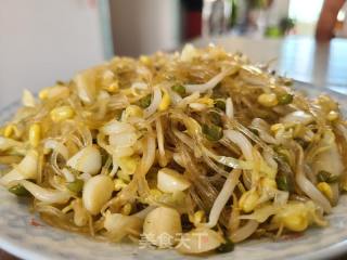 包菜绿芽菜炒粉丝的做法步调：10