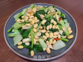 青菜炒黄豆的做法步调：7