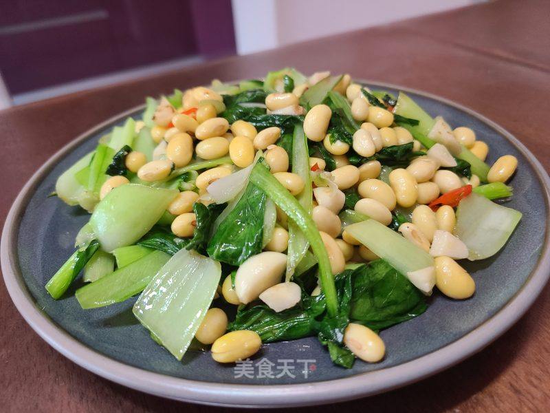 青菜炒黄豆的做法