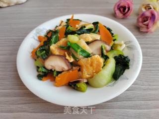 喷鼻菇青菜鸡蛋炒麻糍的做法步调：14