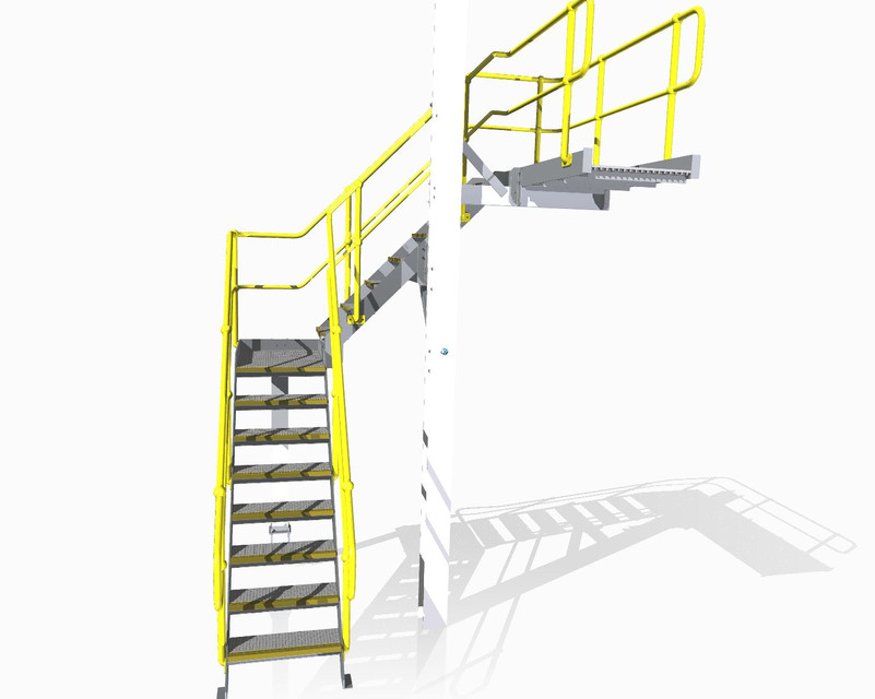 [机械工程]高架工业厂房室外楼梯3D数模图纸 | 装配插图3-泛设计