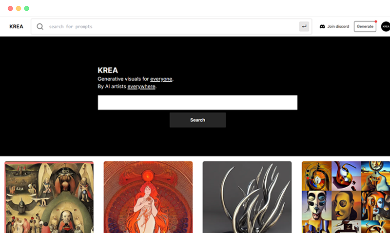 AI绘画图片prompt提示关键词搜索共享平台-Krea.ai