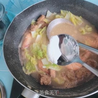 利剑菜年夜虾汤的做法步调：8
