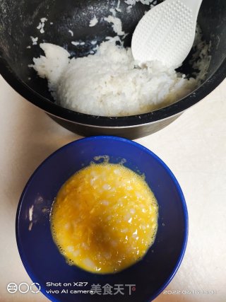 鸡卵白菜丁炒饭的做法步调：1