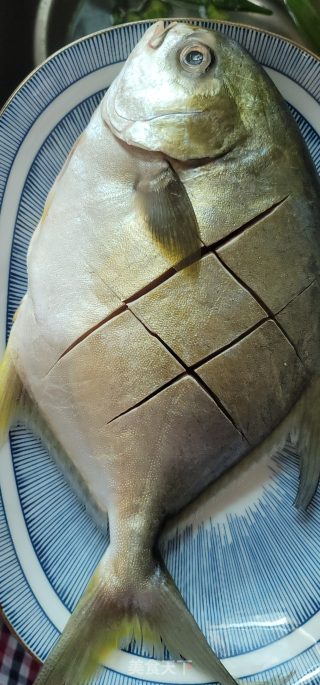 喷鼻煎鲳鱼的做法步调：2