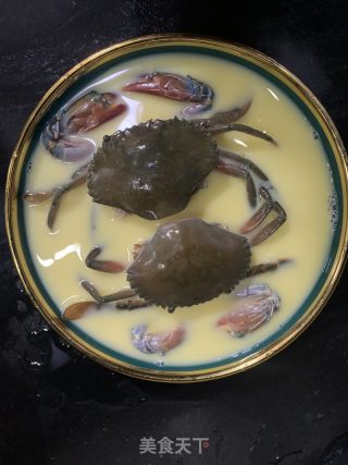 下颜值又甘旨老滑的蟹膏蒸鸡蛋的做法步调：4