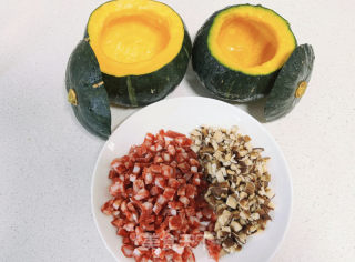 北瓜糯米腊味饭的做法步调：2