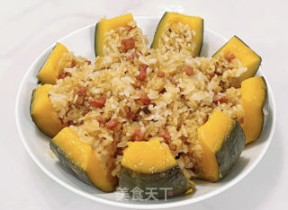 北瓜糯米腊味饭的做法步调：9