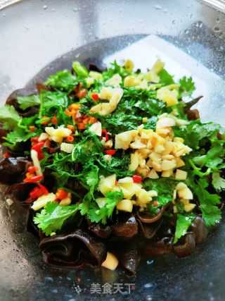 喷鼻菜拌木耳的做法步调：8