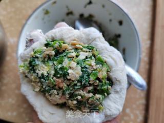 喷鼻芥菜肉馅油煎饼的做法步调：9