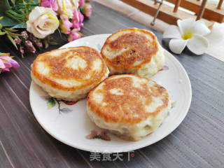 喷鼻芥菜肉馅油煎饼的做法步调：15