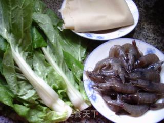 虾仁千张炒菜芯的做法步调：1