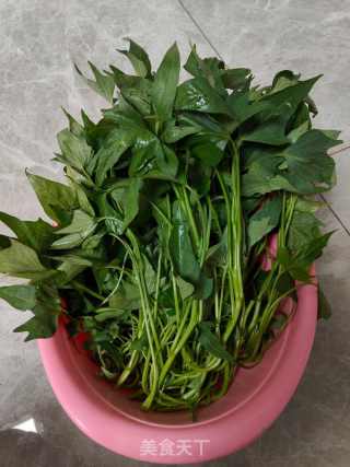 蒜喷鼻白薯叶的做法步调：1