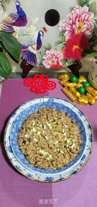 蒸喷鼻菇肉饼的做法步调：11