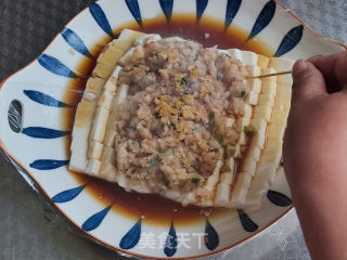 虾蓉蒸豆腐的做法步调：8
