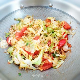 番茄炒包菜的做法步调：6