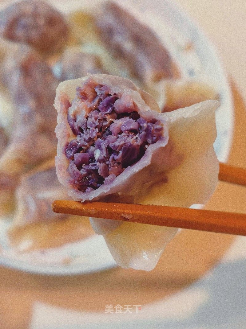 紫苦蓝鸡胸肉火饺的做法
