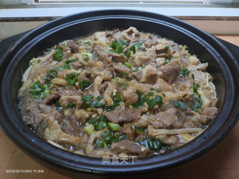 娃娃菜粉丝豆腐肥肉煲的做法