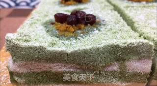 抹茶单色木樨糕，汇合了抹茶茶喷鼻战糕面幽香、木樨甘美于一体的特征面心。的做法步调：17