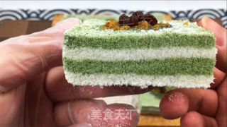 抹茶单色木樨糕，汇合了抹茶茶喷鼻战糕面幽香、木樨甘美于一体的特征面心。的做法步调：19