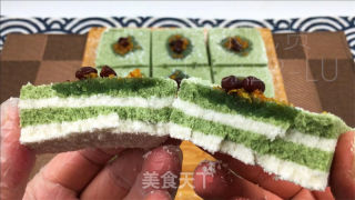 抹茶单色木樨糕，汇合了抹茶茶喷鼻战糕面幽香、木樨甘美于一体的特征面心。的做法步调：21