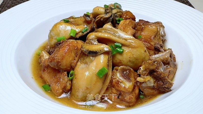 死蚝焖鸡的做法
