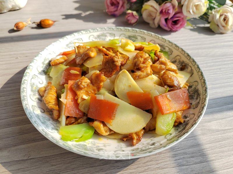 冬笋女菜炒肉片的做法
