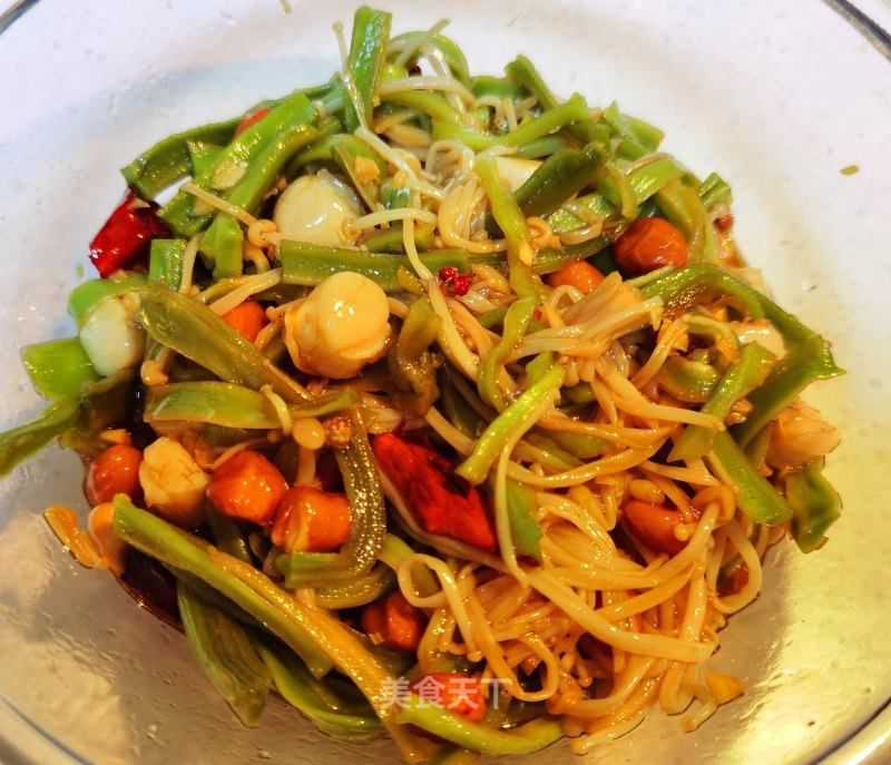 扇贝肉拌贡菜金针菇的做法